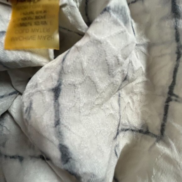 Dressori Womens Sheer Black/White Abstract Grid Textured Silk Tunic Top Medium - Picture 6 of 9